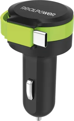 Obrázek produktu pro RealPower 257636, Auto, Zapalovač na doutníky, 5 V, 0,58 m, Černá, Zelená