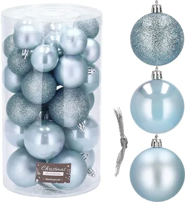 Produktbild von SPRINGOS Christbaumkugel_Kunstkugel _30 Stück_Blau_Bruchsicher_Weihnachtskugel _Glitzer _Matt_Glanz_Weihnachtsdeko_ Weihnachten
