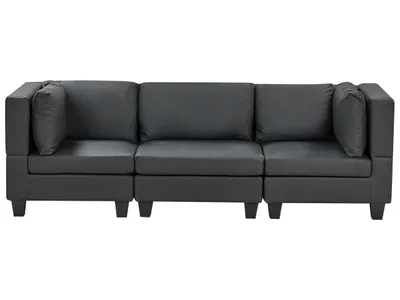 Zdjęcie produktu dla BELIANI Sofa modułowa czarna tapicerowana  3 osobowa moduły z poduszkami oparciowymi nowoczesna kanapa