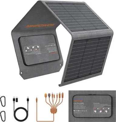 Produktbild von Solarpanel-Ladegerät, tragbares Design, mehrere Ladeanschlüsse, 40W Solarpanel