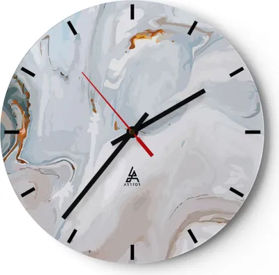 Produktbild von Wanduhr - Rund - Glasuhr - Abstraktion modern - 40x40cm - Schleichendes Uhrwerk - Lautlos - zum Aufhängen bereit - Dekoration Modern - Wanddekoration aus Glas - C3AR40x40-4052
