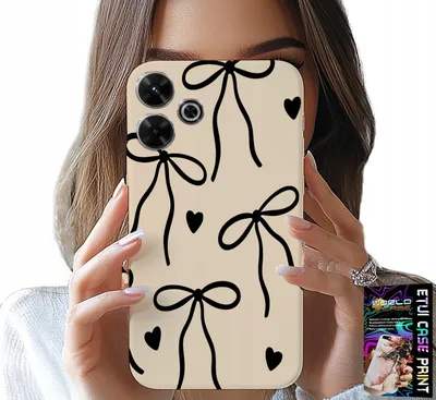 Image de Étui pour Xiaomi Redmi 13 4G - Nœuds beiges, ruban, motifs tendance