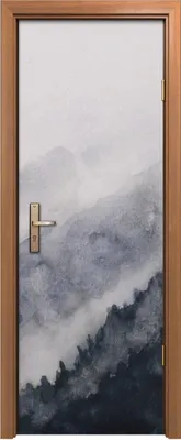 Produktbild von Türposter 70x200 cm Türaufkleber Türtapete Türfolie Klebefolie Aquarell Landschaft Berg Nebel