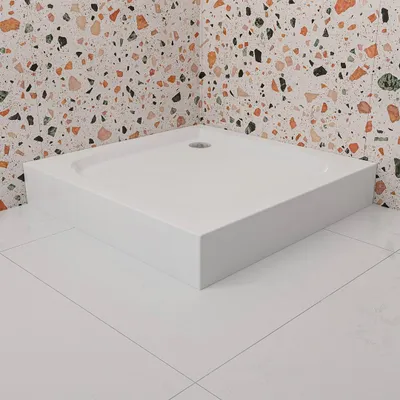 Image de ECOLAM Receveur de douche carré Oskar 70x70 cm | Hauteur: 16 cm | Profondeur: 4 cm | siphon+ silicone