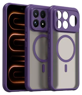 Image de Coque de protection MagSafe pour Xiaomi Poco F9 Ultra 5G, en silicone, avec protection de l'appareil photo, finition mate, couleur lilas