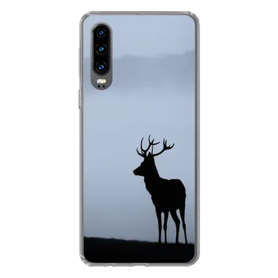 Produktbild von MuchoWow® Handyhülle Schutzhülle Hülle für Huawei P30 Hirsch - Nebel - Silhouette Silikon Softcase Handy Hülle - Kartenbesitzer