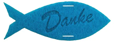 Bastelset Filzfische mit Gravur, 15 Stück, 8 cm, blau