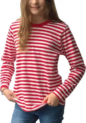 Produktbild von Kinder Mädchen oder Jungen Karneval Uni Shirt langarm, geringelt, 111 654 90 109;rot/weiss,