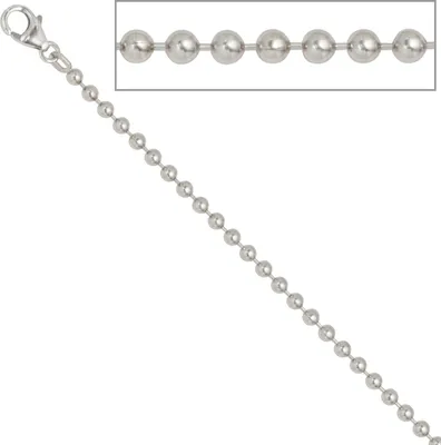 Produktbild von JOBO Kugelkette 925 Sterling Silber rhodiniert 3,0 mm 60 cm Halskette Kette Karabiner