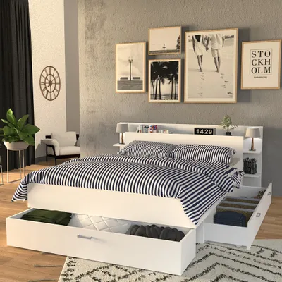 Produktbild von BETT SAMBA mit Schubladen / Bett 140x190 - Weiß
