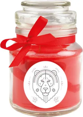 Produktbild von HS Candle "Sternzeichen" Duftkerze Rose im Bonbonglas ( Löwe ) - viele Motive zur Auswahl, 120g - Brenndauer bis zu 30 Std - Leo