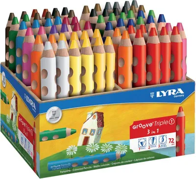 Produktbild von Lyra Groove Triple1 Buntstifte, L: 12 cm, Mine 10 mm, farbig sortiert, 72 Stück 1 Box