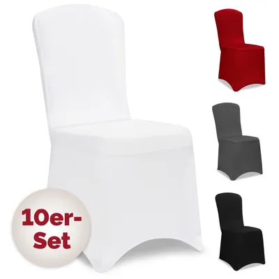Produktbild von DETEX® Stuhlhussen 10er Pack Stretch Stuhlbezüge Stuhl Hussen Bezug Überwurf Set Hochzeit Party Weihnachten , Farbe:weiß
