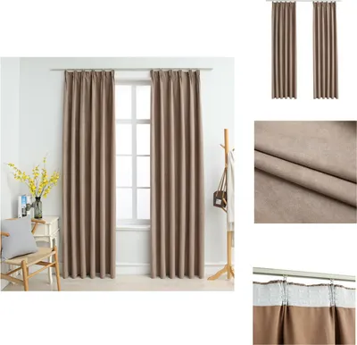 Immagine prodotto di vidaXL Tende oscuranti con ganci 2 pz. Taupe 140x225 cm - Tende e tendaggi
