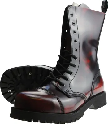 Produktbild von Boots & Braces - 10 Loch Stiefel Rangers Burgundy Rub-Off Rot Größe 44 (UK10)