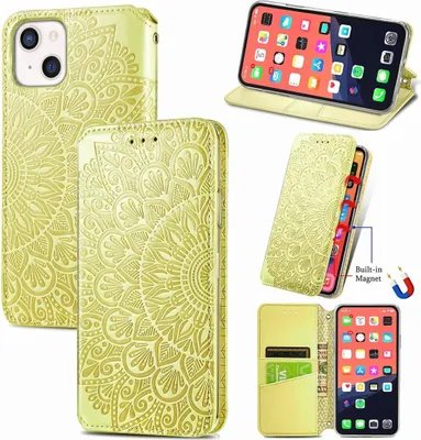 Produktbild von König Design Hülle kompatibel mit Apple iPhone 13 mini Kunstleder Handyhülle - Handy Case Gelb