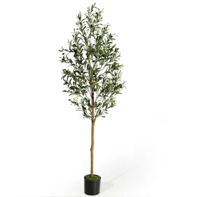 Produktbild von HAUSPROFI Kunstpflanze Olivenbaum 180 cm,Realistische Olive mit Früchten für Wohnzimmer & Büro,Pflegeleichtes Deko-Baum aus Kunststoff & Draht