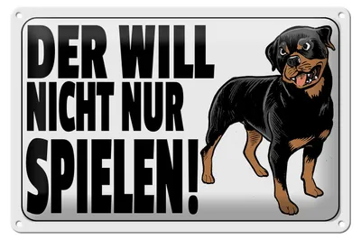 Produktbild von Blechschild Hinweis 30x20cm Hund will nicht nur spielen weiß