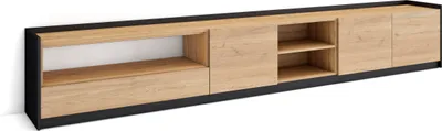 Immagine prodotto di Mobile TV Soggiorno, Ampio spazio a disposizione, 310x37x50cm, Per TV fino a 80", Mobile Soggiorno, Rovere e nero