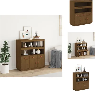 Obrázek produktu pro vidaXL Highboard medově hnědá 100x40x108,5 cm z masivního borovicového dřeva - Příborníky