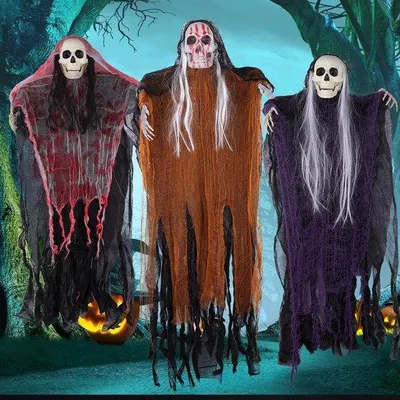 Zdjęcie produktu dla Szkielety na Halloween, zestaw 3 sztuk, do dekoracji wnętrz i na zewnątrz, do ogrodu i na imprezę halloweenową