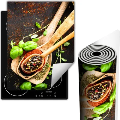 Produktbild von Herdabdeckplatten Glaskeramikkochfeld-Abdeckung 40x52 cm Anti Rutsch Matte Aufrollbar, Gewürze Bunt
