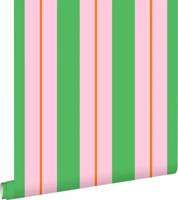 Zdjęcie produktu dla ESTAhome Tapeta paski zielonymIróżowym 50 x 900 cm