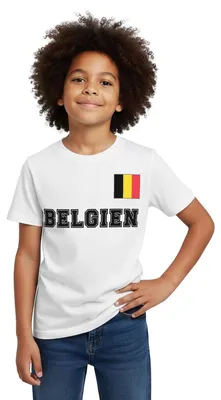 Produktbild von Spreadshirt Belgien Trikot | Belgien Fußball Kinder T-Shirt, 98/104 (3-4 Jahre), Weiß