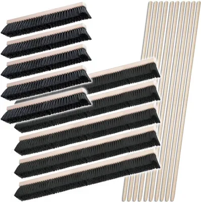 Produktbild von BRB Besen-Set, 10x Saalbesen, Roßhaarmischung, 5X 500 mm, 5X 1.000 mm, 10x Sattelholz-Besenstiel