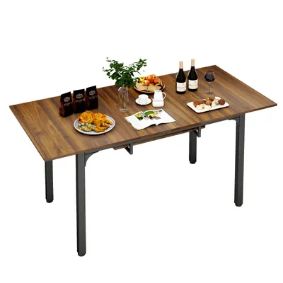Obrázek produktu pro Puluomis Rozkládací jídelní stůl 110-149 cm nastavitelný, s úložným prostorem MDF deska, včetně nastavitelných nohou pro 4-8 osob černohnědý