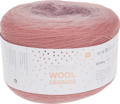 Produktbild von Rico Creative Wool Dégradé, 4-fädig, 200g, ca. 800m Mauve/Rosa