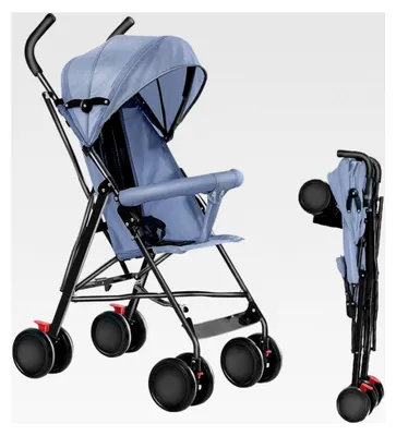 Produktbild von Kinderwagen für 0 – 4 Jahre, 0 – 22 kg, leicht und kompakt, verstellbare Rückenlehne, 5-Punkt-Gurt, faltbar, Reisewagen mit Sonnendach und Moskitonetz, rutschfeste Räder