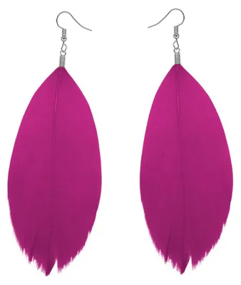 Produktbild von Boho Feder Ohrringe Statement Ohrhänger Bunt Leicht Damen Hippie Schmuck - lila