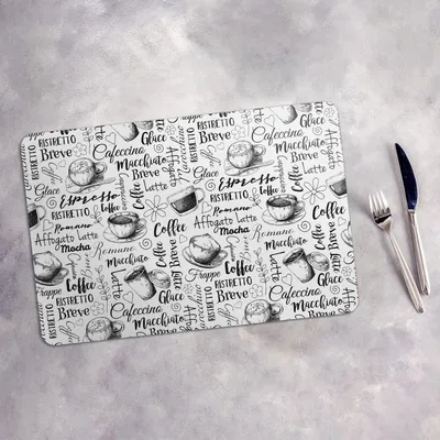 Produktbild von Tischset 6x45x30 cm Platzset Tischmatte Platzmatte Untersetzer - Bildunterschrift Kaffeemotiv