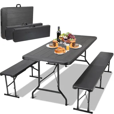 Image de Ensemble de table pliante - Table pliante avec bancs - Table pliable - Table de pique-nique - Table de camping