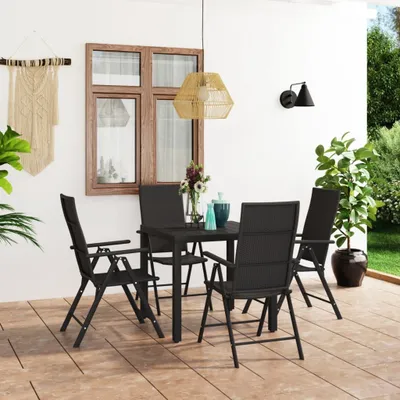 Produktbild von The Living Store 5-tlg. Garten-Essgruppe Schwarz