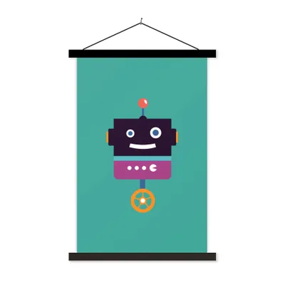 Produktbild von MuchoWow® Textilposter Roboter - Rad - Lila - Grün - Jungen - Kinder 120x180 cm mit schwarzem Rahmen - Fotos