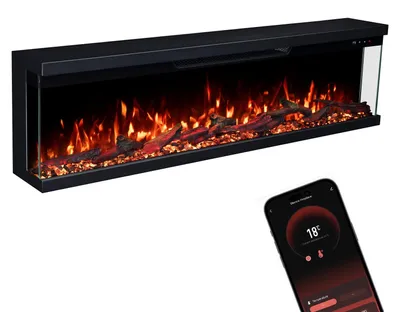 Produktbild von Glow Fire Elektrokamin 'Insert 127' | LED Wandkamin in schwarz mit Heizung (1800 W) | HxBxT: 36x127x19cm