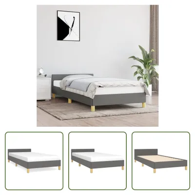 Produktbild von The Living Store Bettgestell mit Kopfteil Dunkelgrau 90x200 cm Stoff