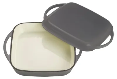 Gusseisen-Bräter 2-in-1 mit Deckel, 1,5 l, grau, emailliert