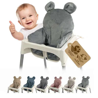 Produktbild von Sitzbezug Kissen Ersatzbezug Bezug kompatibel mit Ikea Hochstuhl Antilop - weich, waschbar - Sitzverkleinerer - Hochstuhlkissen - Teddy (vel dgrau)