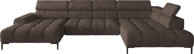 Produktbild von Plaza Ecksofa in U-Form, Rechte Seite, Funktional Komfortable Schlaffunktion Verstellbare Kopfstützen Verstellbarer Sitz Wellenfedersystem Hochelastischer Schaum 385x216 cm, Braun