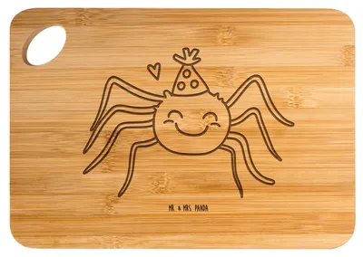 Produktbild von Mr. & Mrs. Panda Hackbrett Spinne Agathe Party - Transparent - Geschenk, holzschneidebrett, Motivation, Wunder, Selbstliebe, Frühstücksbrett, Holzbrett, Brett, Glück