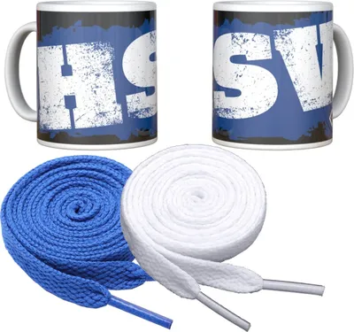 Produktbild von Hamburger SV HSV Tasse "HSV" + 2 Paar Fan-Schnürsenkel 1# 16#