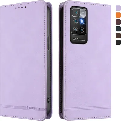 Produktbild von Hülle für Xiaomi Redmi 10 4G, Retro Kunstleder Ständer Klapphülle mit Kartenfächer und Magnetische Violett