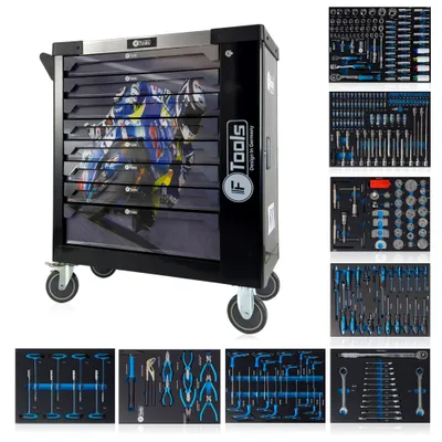 Immagine prodotto di Toolcar F-Tools Moto-88 Carrello portautensili Carrello da officina 8 cassetti pieni di utensili