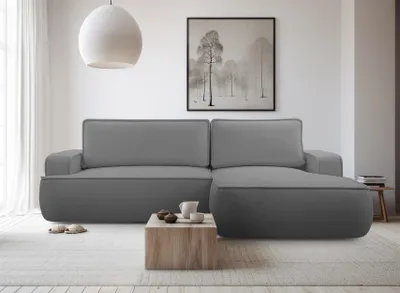 Produktbild von AX LIVING Ablia Sofa L Form mit Schlaffunktion Dunkelgrau 267 cm R