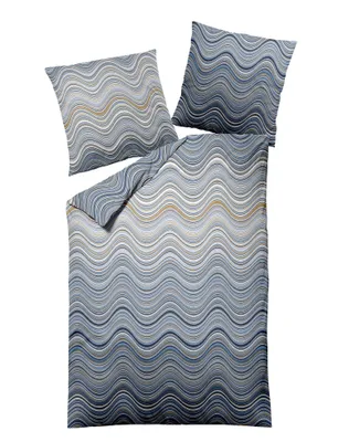 Produktbild von Dormisette Edel Biber Bettwäsche 155x220 Wellen blau weiß 2814-051