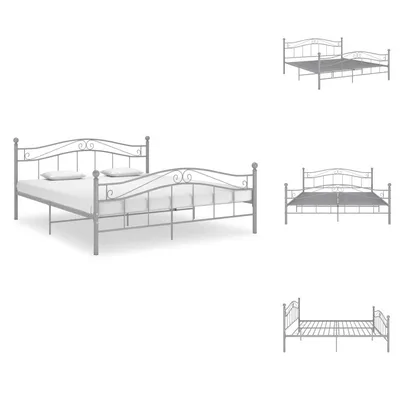 Produktbild von vidaXL Bett Grau Metall 180x200 cm -  Betten & Bettgestelle