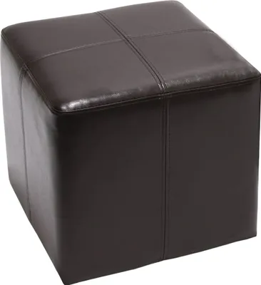 Image de Pouf Onex, cuir et similicuir, 36 x 36 x 36 cm,  MVG ~ marron